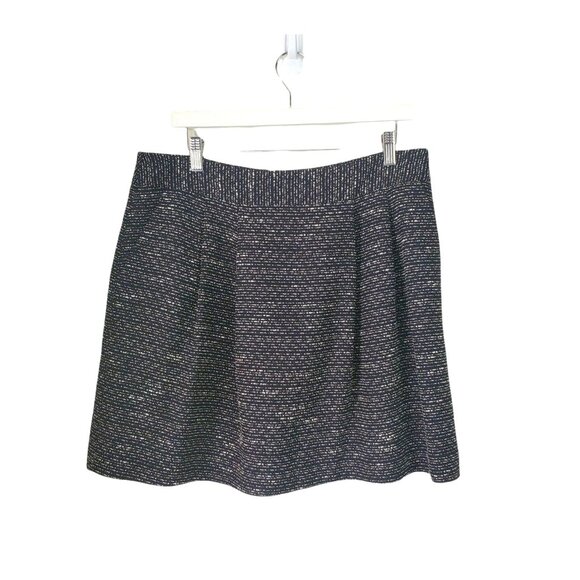 HALOGEN Womens Skirt SZ 12‎ Black Tweed Lined Pleated Black Cream A-Line Short - Picture 1 of 8